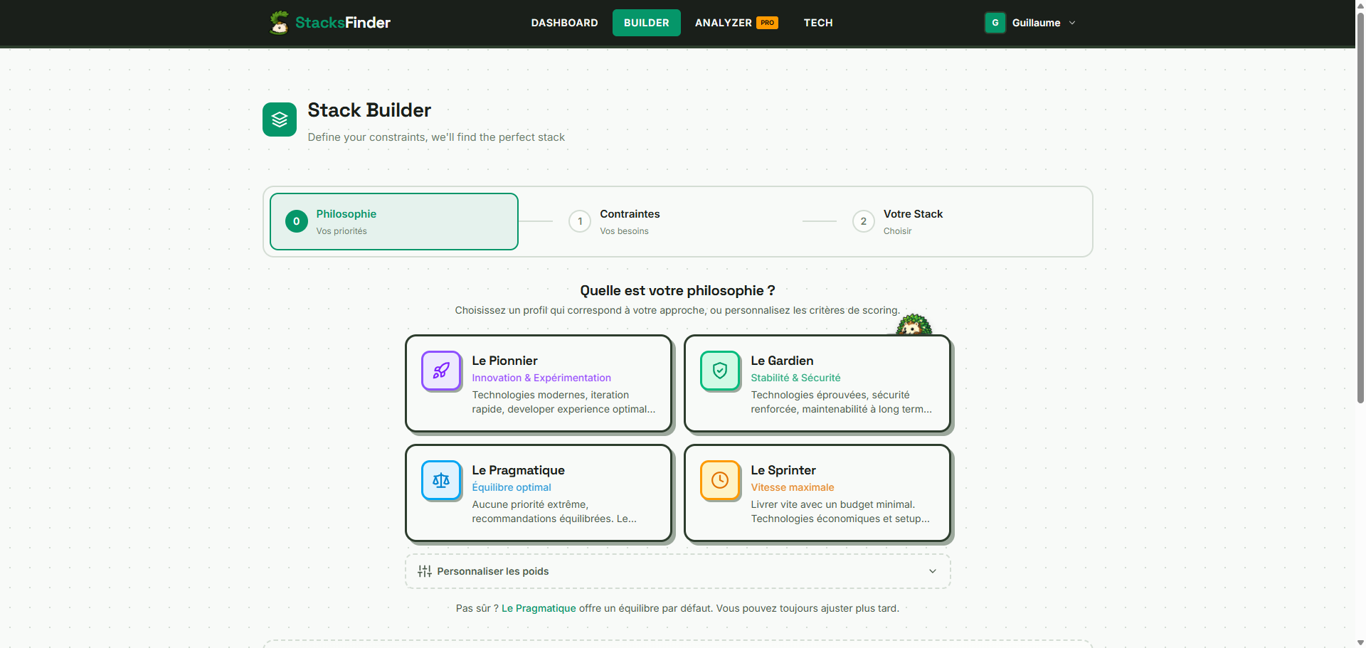 Constructeur de stack de StacksFinder.